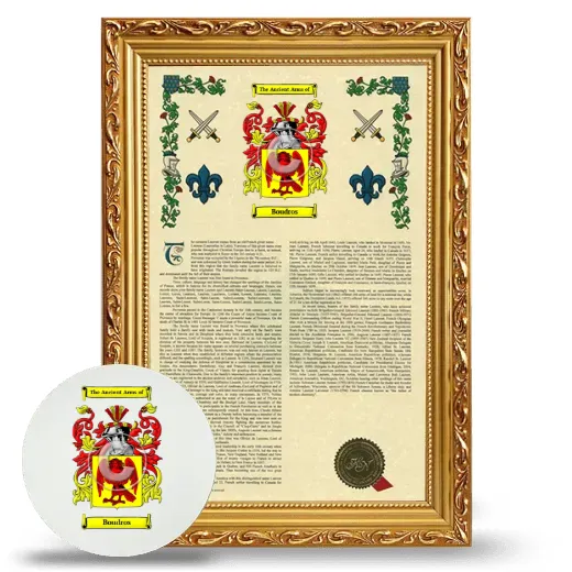 Boudros Framed Armorial History and Mouse Pad - Gold