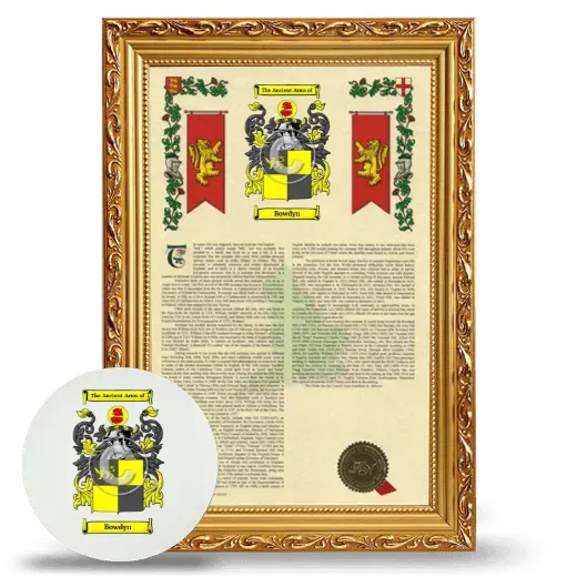 Bowdyn Framed Armorial History and Mouse Pad - Gold