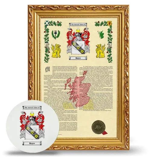 Boyce Framed Armorial History and Mouse Pad - Gold