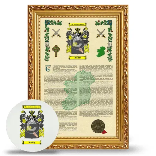 Braddy Framed Armorial History and Mouse Pad - Gold