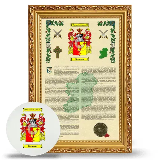 Brannam Framed Armorial History and Mouse Pad - Gold