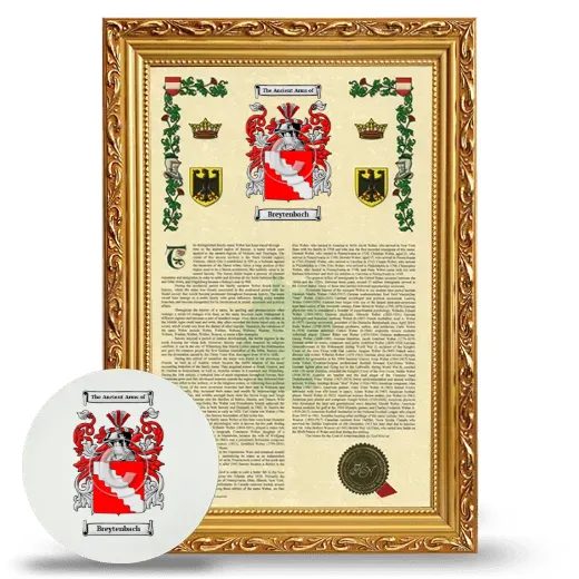 Breytenbach Framed Armorial History and Mouse Pad - Gold