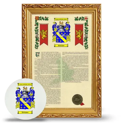 Brittume Framed Armorial History and Mouse Pad - Gold