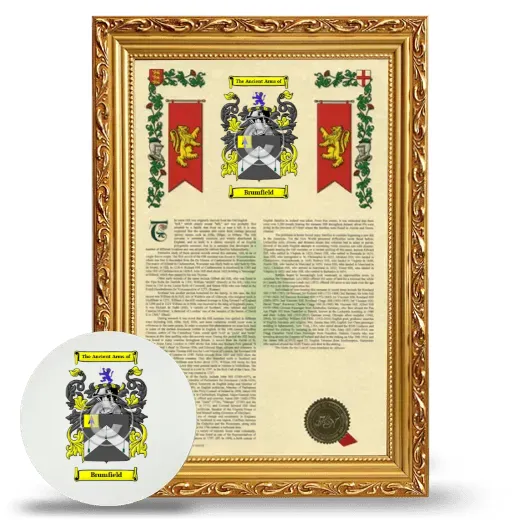 Brumfield Framed Armorial History and Mouse Pad - Gold