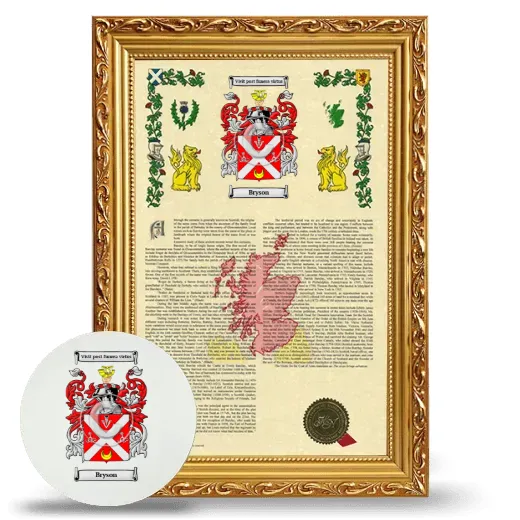 Bryson Framed Armorial History and Mouse Pad - Gold