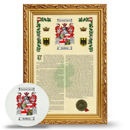 Buchheim Framed Armorial History and Mouse Pad - Gold