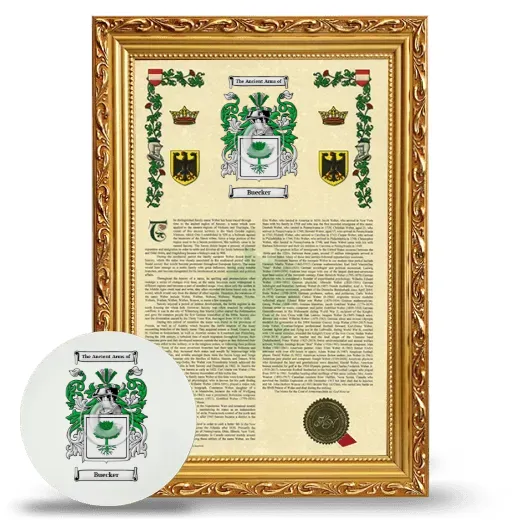 Buecker Framed Armorial History and Mouse Pad - Gold