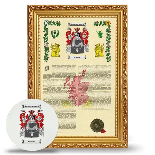 Bunton Framed Armorial History and Mouse Pad - Gold