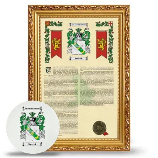 Buttrick Framed Armorial History and Mouse Pad - Gold