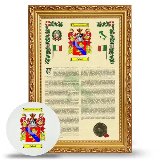 Callari Framed Armorial History and Mouse Pad - Gold