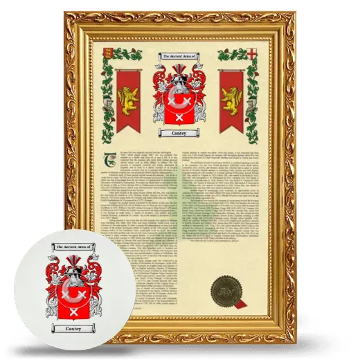 Cantey Framed Armorial History and Mouse Pad - Gold