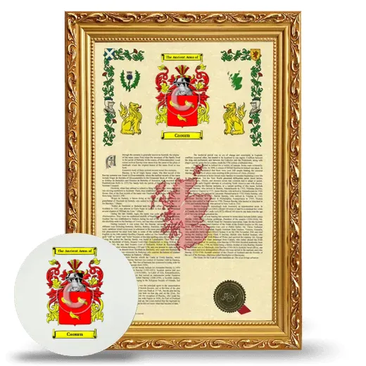 Caourn Framed Armorial History and Mouse Pad - Gold