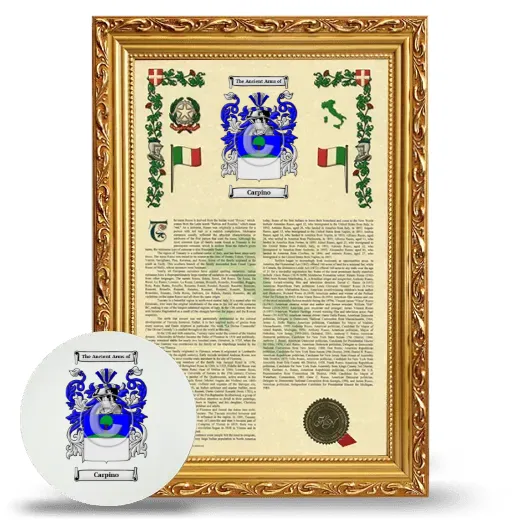 Carpino Framed Armorial History and Mouse Pad - Gold