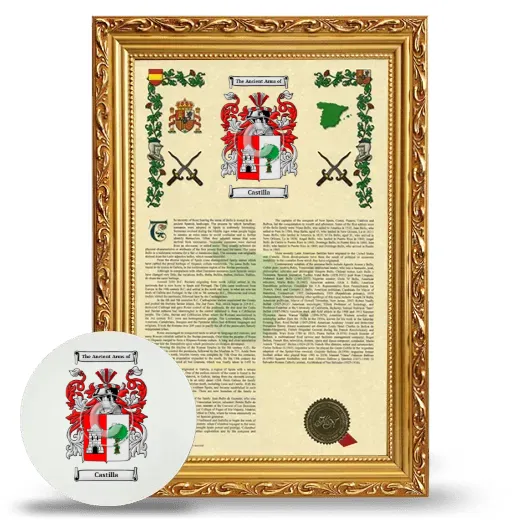 Castilla Framed Armorial History and Mouse Pad - Gold