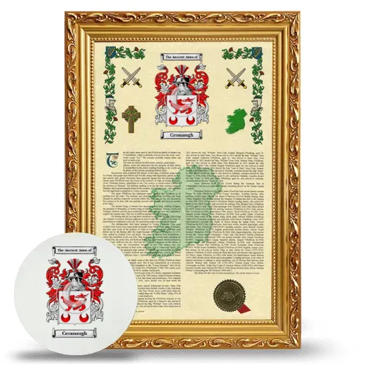 Cavanaugh Framed Armorial History and Mouse Pad - Gold