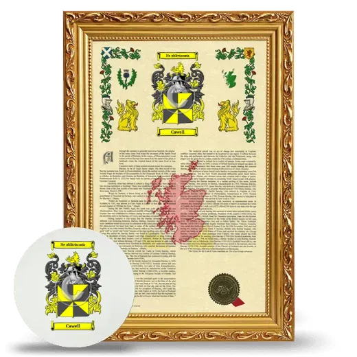 Cawell Framed Armorial History and Mouse Pad - Gold