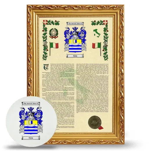 Cera Framed Armorial History and Mouse Pad - Gold