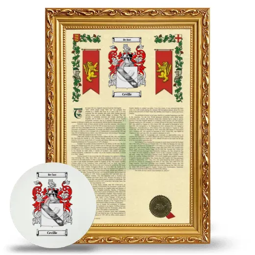Ceville Framed Armorial History and Mouse Pad - Gold