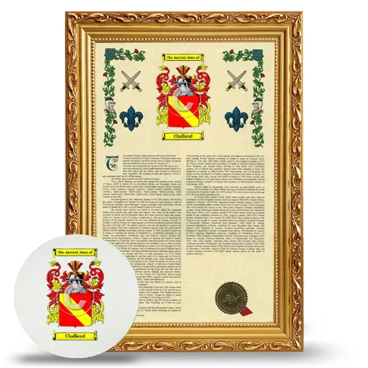 Challand Framed Armorial History and Mouse Pad - Gold