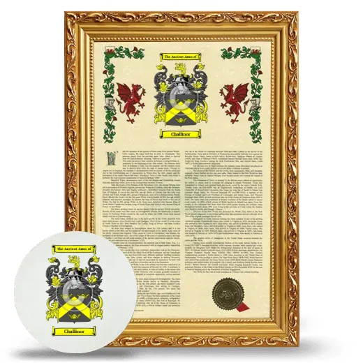 Challinor Framed Armorial History and Mouse Pad - Gold
