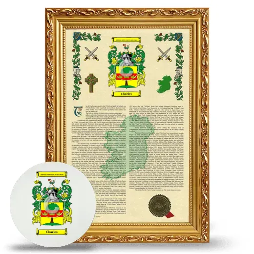 Charles Framed Armorial History and Mouse Pad - Gold