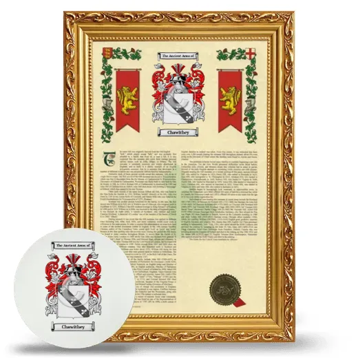 Chawithey Framed Armorial History and Mouse Pad - Gold