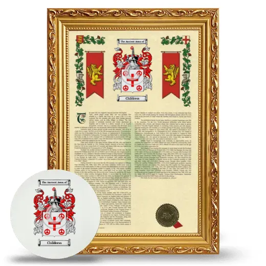Childress Framed Armorial History and Mouse Pad - Gold
