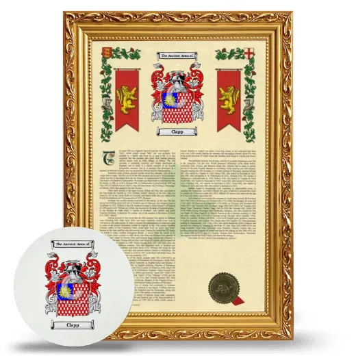 Clapp Framed Armorial History and Mouse Pad - Gold