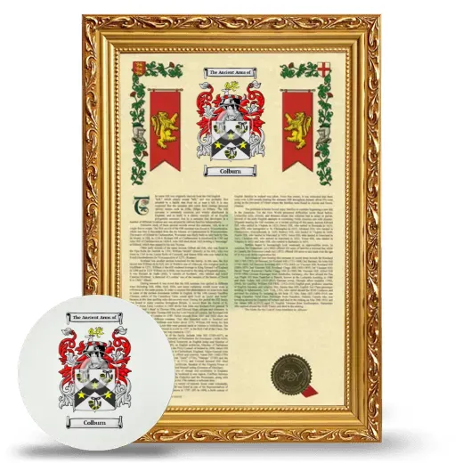 Colburn Framed Armorial History and Mouse Pad - Gold