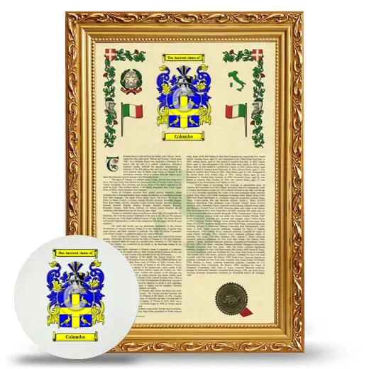 Colombo Framed Armorial History and Mouse Pad - Gold