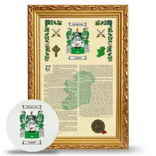 Connell Framed Armorial History and Mouse Pad - Gold