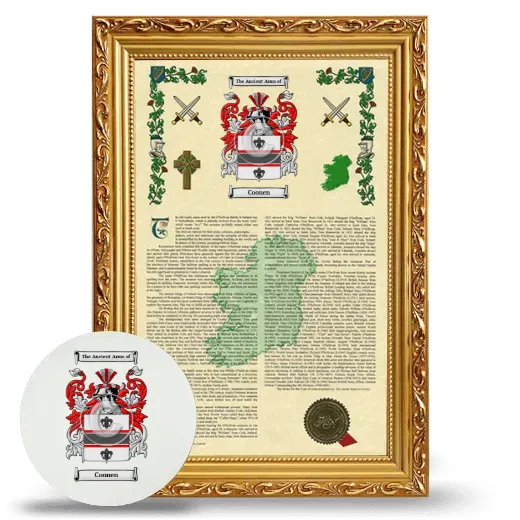 Coonen Framed Armorial History and Mouse Pad - Gold