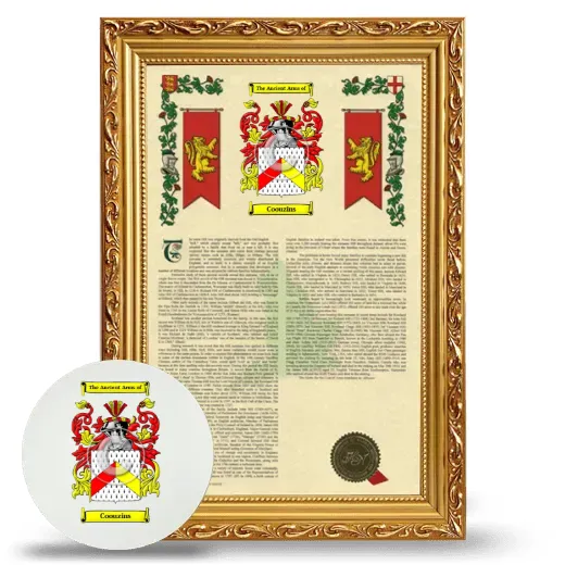 Coouzins Framed Armorial History and Mouse Pad - Gold
