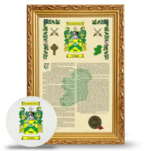 Corrigan Framed Armorial History and Mouse Pad - Gold