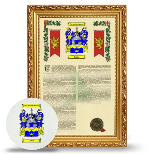 Cortis Framed Armorial History and Mouse Pad - Gold