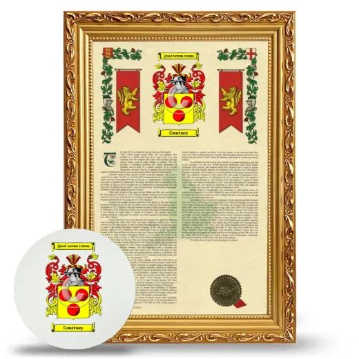 Courtney Framed Armorial History and Mouse Pad - Gold