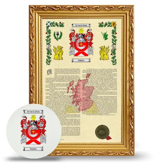 Cowan Framed Armorial History and Mouse Pad - Gold