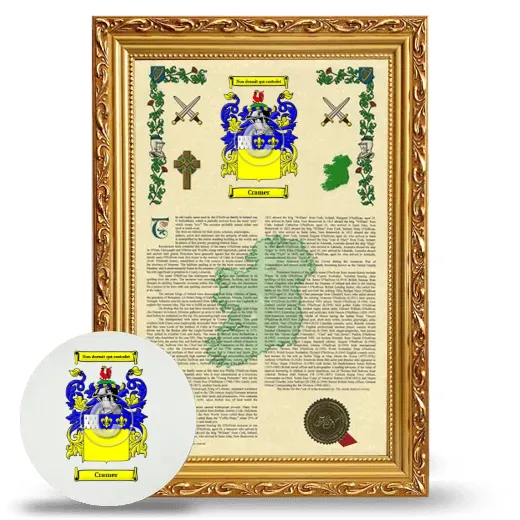 Cramer Framed Armorial History and Mouse Pad - Gold