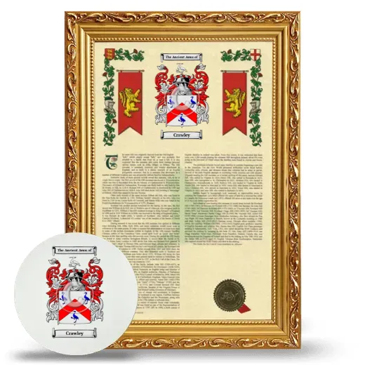 Crawley Framed Armorial History and Mouse Pad - Gold
