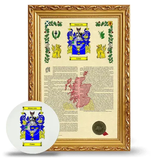 Creer Framed Armorial History and Mouse Pad - Gold