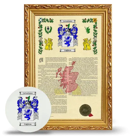 Crighton Framed Armorial History and Mouse Pad - Gold
