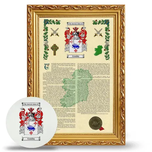 Crowley Framed Armorial History and Mouse Pad - Gold