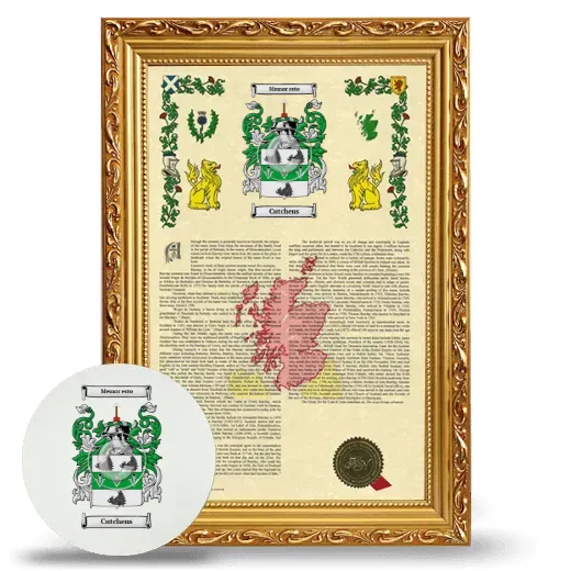 Cutchens Framed Armorial History and Mouse Pad - Gold