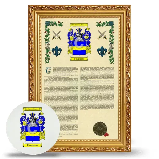 D'augereau Framed Armorial History and Mouse Pad - Gold