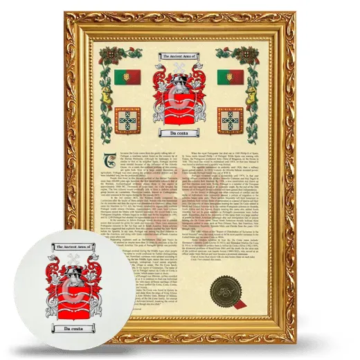 Da costa Framed Armorial History and Mouse Pad - Gold