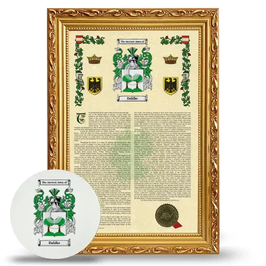Dahlke Framed Armorial History and Mouse Pad - Gold