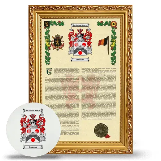 Damron Framed Armorial History and Mouse Pad - Gold
