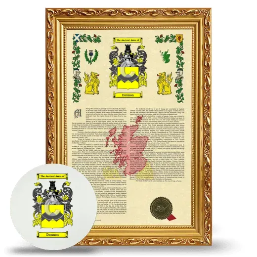 Dannon Framed Armorial History and Mouse Pad - Gold