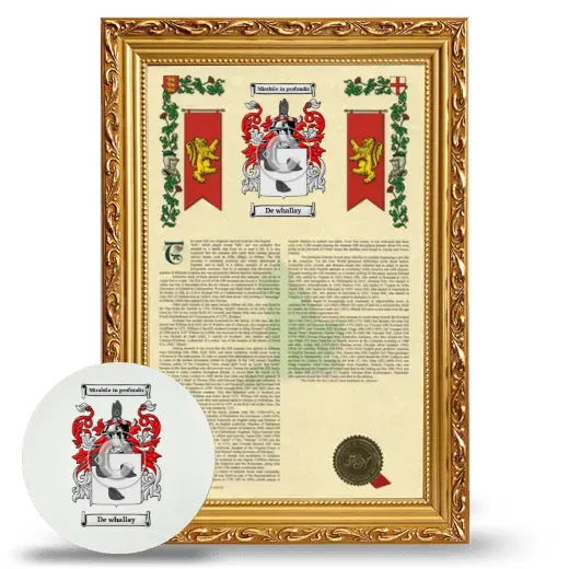 De whallay Framed Armorial History and Mouse Pad - Gold