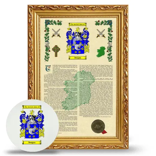 Deegan Framed Armorial History and Mouse Pad - Gold